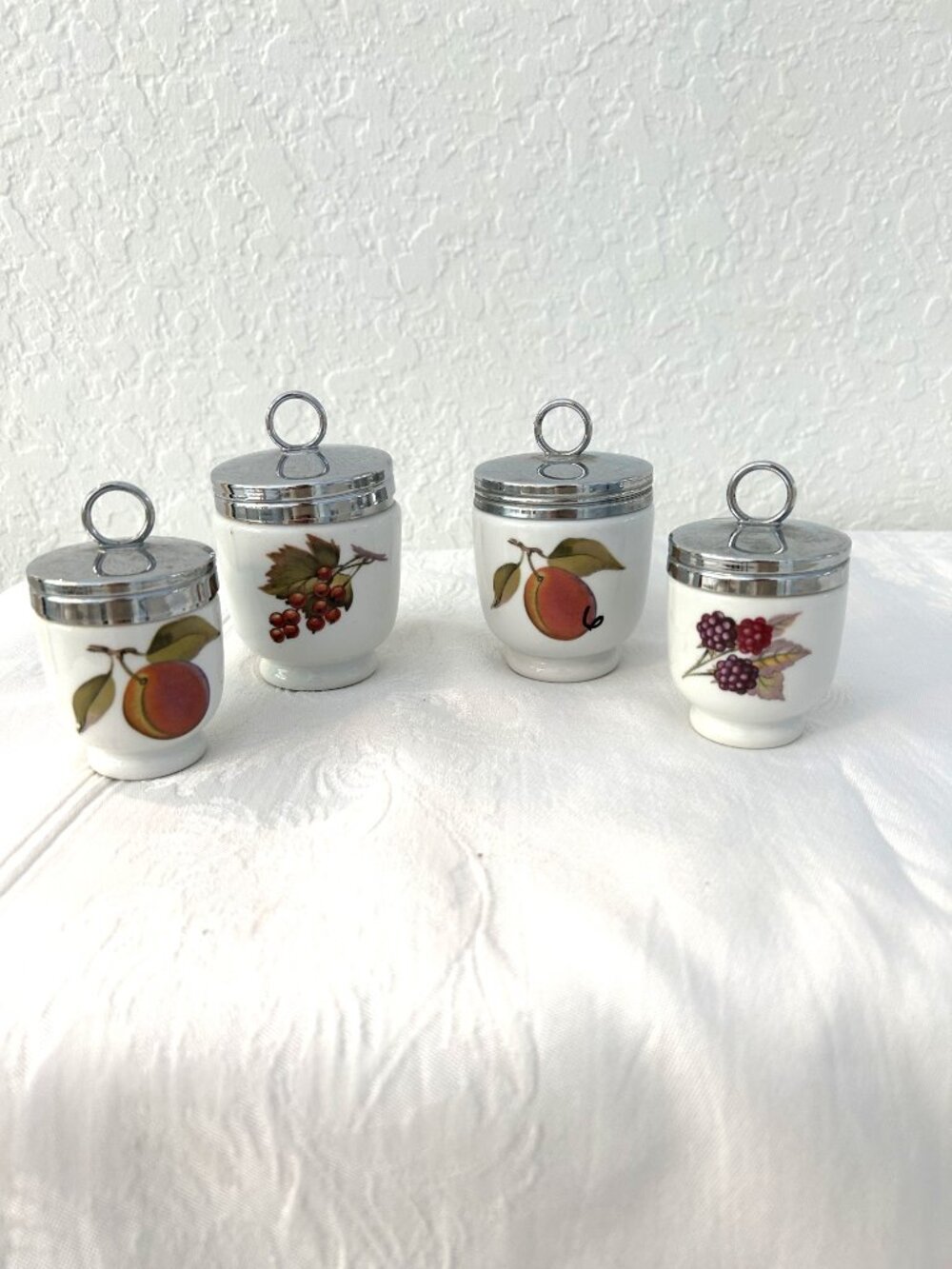 Vintage Royal Worcester Evesham Egg Coddlers, Set of 4